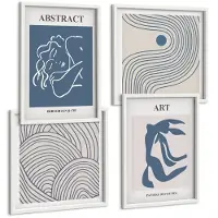 Tulup 4-Delige Schilderij Set - Abstracte decoratieve lijnen en golfvormen poster - 40x40 en 40x60 - Muurdecoratie - Interieur Decoratie