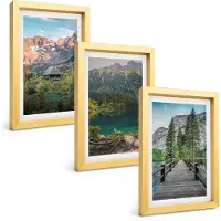 Tulup 4-Delige Schilderij Set - Berglandschap met een meer en een houten steiger - 20 x 30 cm - Schilderijen Set - Wanddecoratie - Woonkamer - Stijlvolle Muurdecoratie