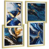 Tulup 4-Delige Schilderij Set - Abstracte, elegante patronen met accenten - 40 x 40 cm en 40 x 60 cm - Muurdecoratie - Wanddecoratie - Slaapkamer - Interieur Decoratie