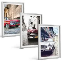 Tulup 4-Delige Schilderij Set - Klassieke auto's in verschillende kleuren op de straten van de stad. - 40 x 60 cm - Stijlvolle Muurdecoratie - Slaapkamer - Wanddecoratie