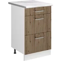 Vicco Keukenonderkast R-Line, Artisanaal eiken/Wit, 50 cm marmer werkblad