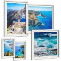 Tulup 4-Delige Schilderij Set - Landschappen van de Egeïsche Zee met pittoreske uitzichten - 50 x 50 cm, 20 x 30 cm en 40 x 60 cm - Muurdecoratie - Wanddecoratie - Hal