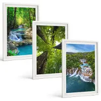 Tulup 3-Delige Schilderij Set - Watervallen in een groen bos met kristalhelder water. - 40x60 - Muurdecoratie - Schilderijen Set - Woonkamer - Woonkamer Decoratie