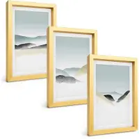 Tulup 4-Delige Schilderij Set - Minimalistische bergen in delicate pasteltinten - 20 x 30 cm - Schilderijen Set - Wanddecoratie - Woonkamer - Moderne Wanddecoratie