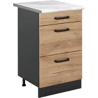 Vicco Keukenonderkast R-Line, Goudkleurig Eiken/Antraciet, 50 cm marmer werkblad
