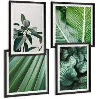 Tulup 4-Delige Schilderij Set - Esthetische tropische bladeren in diverse groene tinten - 40 x 40 cm en 40 x 60 cm - Decoratieve Schilderijen - Woonkamer - Interieur - Interieur Decoratie