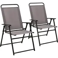 Costway 2-delige set inklapbare tuinstoelen, balkonstoelen met armleuningen, hoge rugleuning, inklapbare eetstoelen, outdoor-stoelen, terrasstoelen, geschikt tot 150 kg, grijs