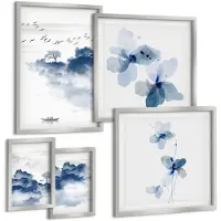 Tulup 4-Delige Schilderij Set - Landschappen met tere bloemen en kalm water. - 50 x 50 cm, 20 x 30 cm en 40 x 60 cm - Wanddecoratie - Schilderijen Set - Kantoor - Moderne Wanddecoratie