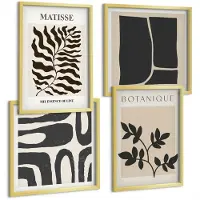 Tulup 4-Delige Schilderij Set - Minimalistische posters met plantenpatronen en abstracte kunst. - 40 x 40 cm en 40 x 60 cm - Decoratieve Muurdecoratie - Slaapkamer - Wanddecoratie