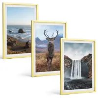 Tulup 4-Delige Schilderij Set - Berglandschappen met waterval, herten en strand - 40 x 60 cm - Muurdecoratie - Decoratieve Schilderijen - Wohnzimmer - Moderne Wanddecoratie