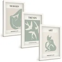 Tulup 3-Delige Schilderij Set - Abstracte figuren van Henri Matisse in ingetogen kleuren. - 20x30 - Moderne Wanddecoratie - Woonkamer - Decoratieve Schilderijen