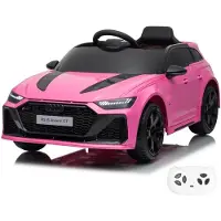 Vrooomy Audi RS6 GT Elektrische Kinderauto 12V 1 tot 6 jaar - Limited Edition Accuvoertuig met Afstandsbediening, EVA wielen & 3-puntsgordel - Kindervoertuig met Werkende Deuren & MP3-speler - Roze