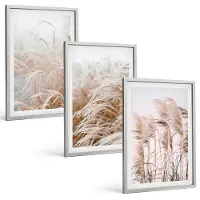 Tulup 4-Delige Schilderij Set - Grasvelden in delicate tinten bruin en beige. - 40 x 60 cm - Decoratieve Schilderijen - Wanddecoratie - Hal