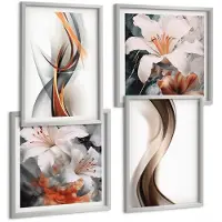 Tulup 4-Delige Schilderij Set - Golven in tinten geel, grijs en bruin. - 40 x 40 cm en 40 x 60 cm - Wanddecoratie - Schilderijen Set - Interieur - Moderne Wanddecoratie