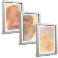 Tulup 4-Delige Schilderij Set - Warme aquarelverf op canvas, kleurrijke texturen - 20 x 30 cm - Stijlvolle Wanddecoratie - Interieur - Stijlvolle Muurdecoratie