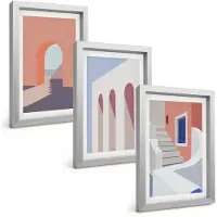 Tulup 4-Delige Schilderij Set - Illustraties van stedelijke architectuur in minimalistische stijl - 20 x 30 cm - Muurdecoratie - Wanddecoratie - Hal - Decoratieve Schilderijen