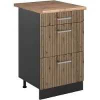 Vicco Keukenonderkast R-Line Artisanaal eiken/Antraciet 50 cm goudkleurig eiken werkblad, Model 69788