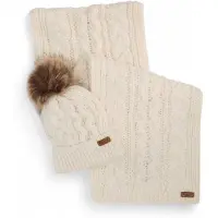 Barbour Dames Set regalo muts en sjaal Penshaw beige (OSFA), Casual, Acryl LGS0025