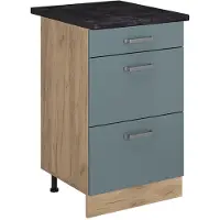 Vicco Keukenonderkast R-Line Blauw-grijs/Goudkleurig Eiken 50 cm antraciet werkblad, Model 69985
