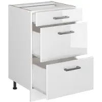 Vicco Keukenonderkast R-Line, Wit Hoogglans/Wit, 50 cm antraciet werkblad