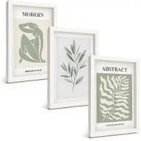 Tulup 3-Delige Schilderij Set - Matisse Design Aquarel Boho Planten - 20x30 - Muurdecoratie - Wanddecoratie - Hal