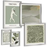 Tulup 4-Delige Schilderij Set - Stijlvolle afbeeldingen met abstracte plantmotieven - 50 x 50 cm, 20 x 30 cm en 40 x 60 cm - Moderne Wanddecoratie - Woonkamer - Interieur Decoratie