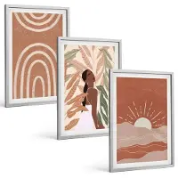 Tulup 4-Delige Schilderij Set - Boho abstracte vormen en illustraties - 40 x 60 cm - Decoratieve Schilderijen - Wanddecoratie - Hal - Woonkamer Decoratie