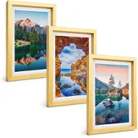Tulup 4-Delige Schilderij Set - Bergmeren met weerspiegelingen in het water en de rotsen. - 20 x 30 cm - Muurdecoratie - Interieur Decoratie - Stijlvolle Muurdecoratie