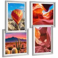 Tulup 4-Delige Schilderij Set - Woestijnklooflandschappen en ballonvaart - 40 x 40 cm en 40 x 60 cm - Wanddecoratie - Muurdecoratie - Moderne Interieurdecoratie - Moderne Wanddecoratie