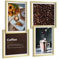Tulup 4-Delige Schilderij Set - Definitie van Italiaanse ontbijtkoffiebonen - 40 x 40 cm en 40 x 60 cm - Muurdecoratie - Interieur Decoratie - Decoratieve Schilderijen