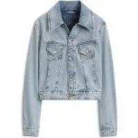 BOSS Slim-fit truckerjack van denim met gemarmerd effect Maat L