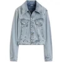 BOSS Slim-fit truckerjack van denim met gemarmerd effect Maat XS