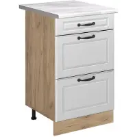 Vicco Keukenonderkast R-Line, Wit landelijk/Goudkleurig Eiken, 50 cm marmer werkblad