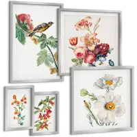 Tulup 4-Delige Schilderij Set - Vintage bloemen- en vogelmotieven voor huisdecoratie - 50 x 50 cm, 20 x 30 cm en 40 x 60 cm - Moderne Wanddecoratie - Slaapkamer - Stijlvolle Muurdecoratie