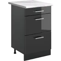 Vicco Keukenonderkast R-Line, Antraciet Hoogglans/Antraciet, 50 cm marmer werkblad
