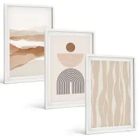 Tulup 3-Delige Schilderij Set - Abstracte landschapsvormen uit de natuur en geometrie - 40x60 - Decoratieve Muurdecoratie - Slaapkamer - Decoratieve Schilderijen