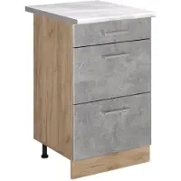 Vicco Keukenonderkast R-Line, Beton/Goudkleurig Eiken, 50 cm marmer werkblad