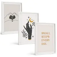 Tulup 3-Delige Schilderij Set - Minimalistische illustraties die boho-tekst inspireren - 40x60 - Muurdecoratie - Wanddecoratie - Hal