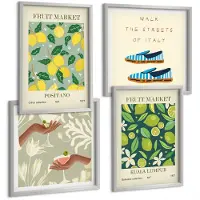 Tulup 4-Delige Schilderij Set - Fruitpatronen Italiaanse cultuurposters - 40 x 40 cm en 40 x 60 cm - Decoratieve Muurdecoratie - Slaapkamer - Decoratieve Schilderijen