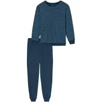Schiesser Pyjama lang ' Comfort Essentials ' donkerblauw