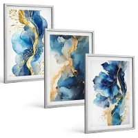 Tulup 4-Delige Schilderij Set - Blauwe abstracte patronen met subtiele accenten - 40 x 60 cm - Muurdecoratie - Interieur Decoratie