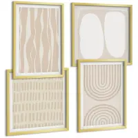 Tulup 4-Delige Schilderij Set - Abstracte patronen, onregelmatige vormen, boho - 40 x 40 cm en 40 x 60 cm - Decoratieve Schilderijen - Woonkamer - Interieur - Interieur Decoratie