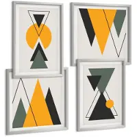 Tulup 4-Delige Schilderij Set - Abstracte geometrische vormen - 40 x 40 cm en 40 x 60 cm - Wanddecoratie - Muurdecoratie - Woonkamer - Woonkamer Decoratie