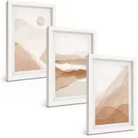 Tulup 3-Delige Schilderij Set - Abstracte landschappen in bruine en beige tinten. - 20x30 - Wanddecoratie - Schilderijen Set - Kantoor - Stijlvolle Muurdecoratie