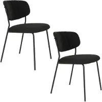 Housecraft living Jolien Eetkamerstoelen Zwart/Zwart Bouclé - Set van 2
