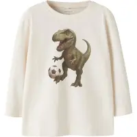 Name it MINI rechtvallende longsleeve met print - crème Ecru Jongens Katoen Ronde hals - maat 122/128