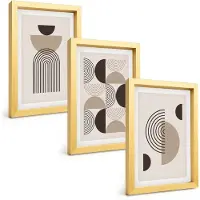 Tulup 4-Delige Schilderij Set - Abstracte geometrische patronen minimalisme - 20 x 30 cm - Schilderijen Set - Wanddecoratie - Woonkamer - Moderne Wanddecoratie