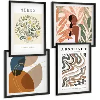 Tulup 4-Delige Schilderij Set - Boho-esthetiek, pastelkleurige minimalistische posters - 40 x 40 cm en 40 x 60 cm - Wanddecoratie - Schilderijen Set - Kantoor