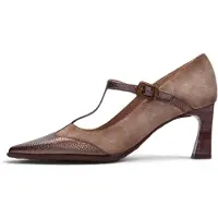 Hispanitas Dames Parijs leren schoenen taupe (36), Leer, 3 tot 5 cm, Gesp, Casual, Feest HI264952