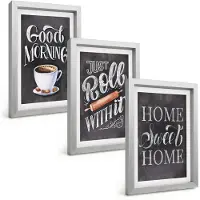 Tulup 4-Delige Schilderij Set - Home Keuken Motieven Schoolbord Lettering - 20 x 30 cm - Wanddecoratie - Schilderijen Set - Kantoor - Interieur Decoratie